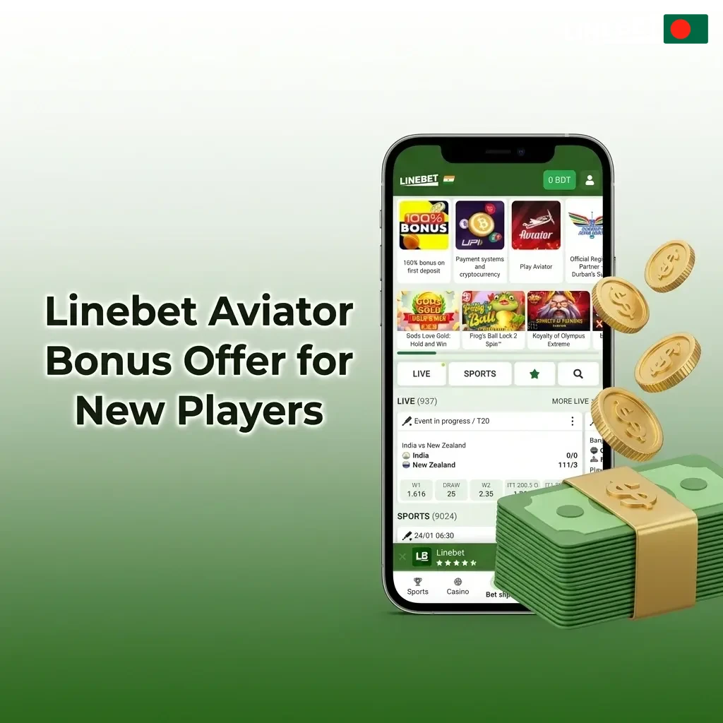 Linebet Aviator welcome bonus for new players in Bangladesh — 100% match up to 222,132 BDT plus 150 Free Spins