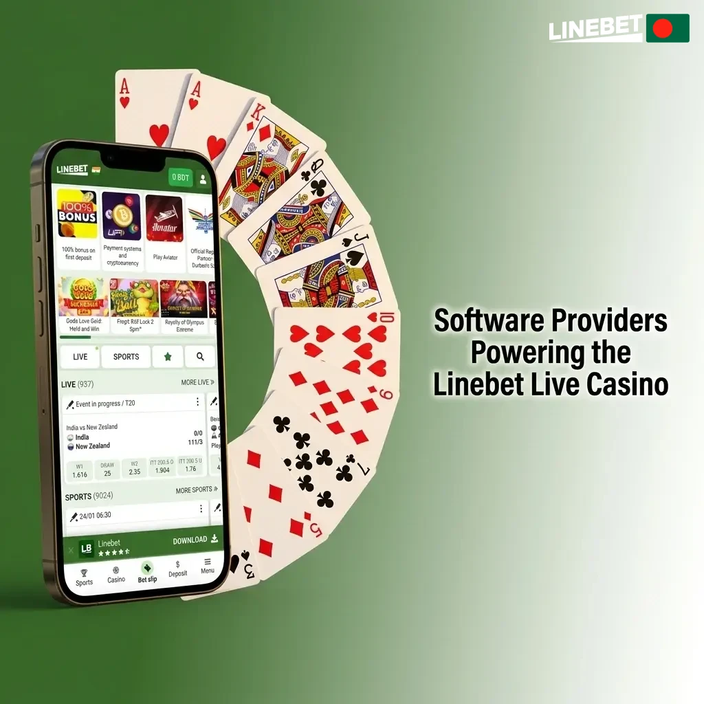 Linebet live casino software providers including Evolution, Pragmatic Play, Ezugi, Playtech, SA Gaming and BetGames