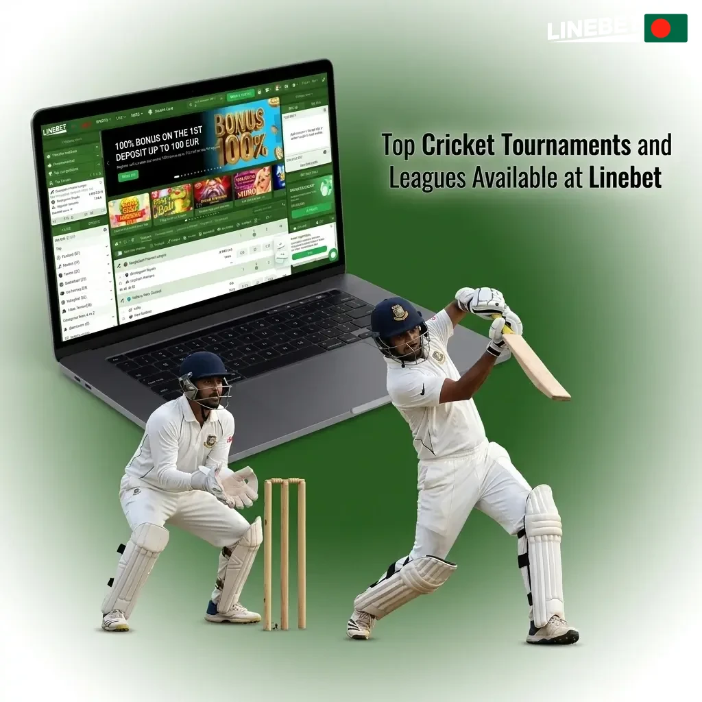 Linebet cricket betting markets covering ICC World Cup, IPL, BPL, T20 World Cup, and Ashes tournaments in Bangladesh