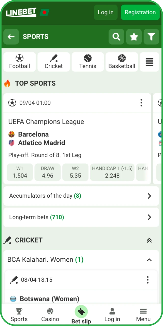 Check the sport user interface within the Linebet App to bet.