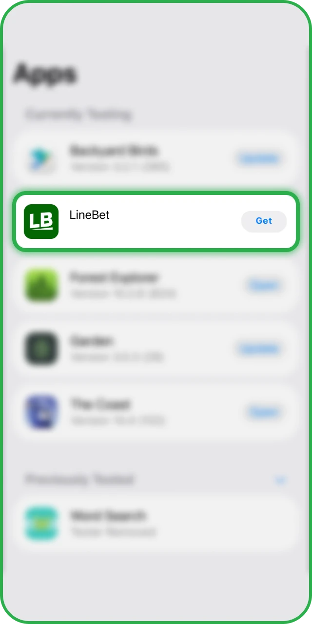 Continue in TestFlight to progress with the Linebet App installation process.