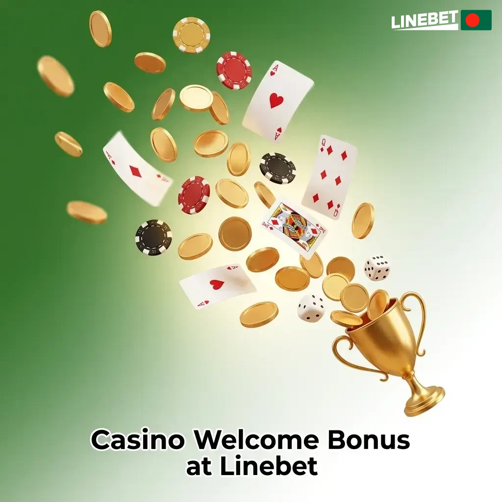 Linebet casino welcome bonus offering 100% match up to 222,132 BDT plus 150 Free Spins for new players in Bangladesh