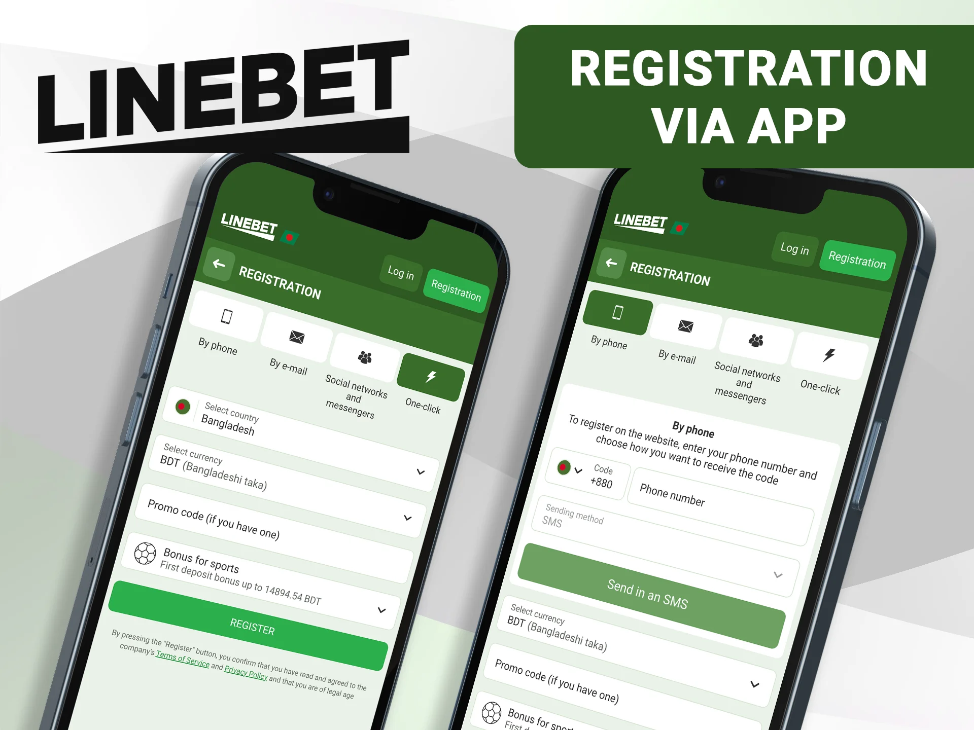 A step-by-step walkthrough for new users to sign up via the Linebet application using different registration methods.